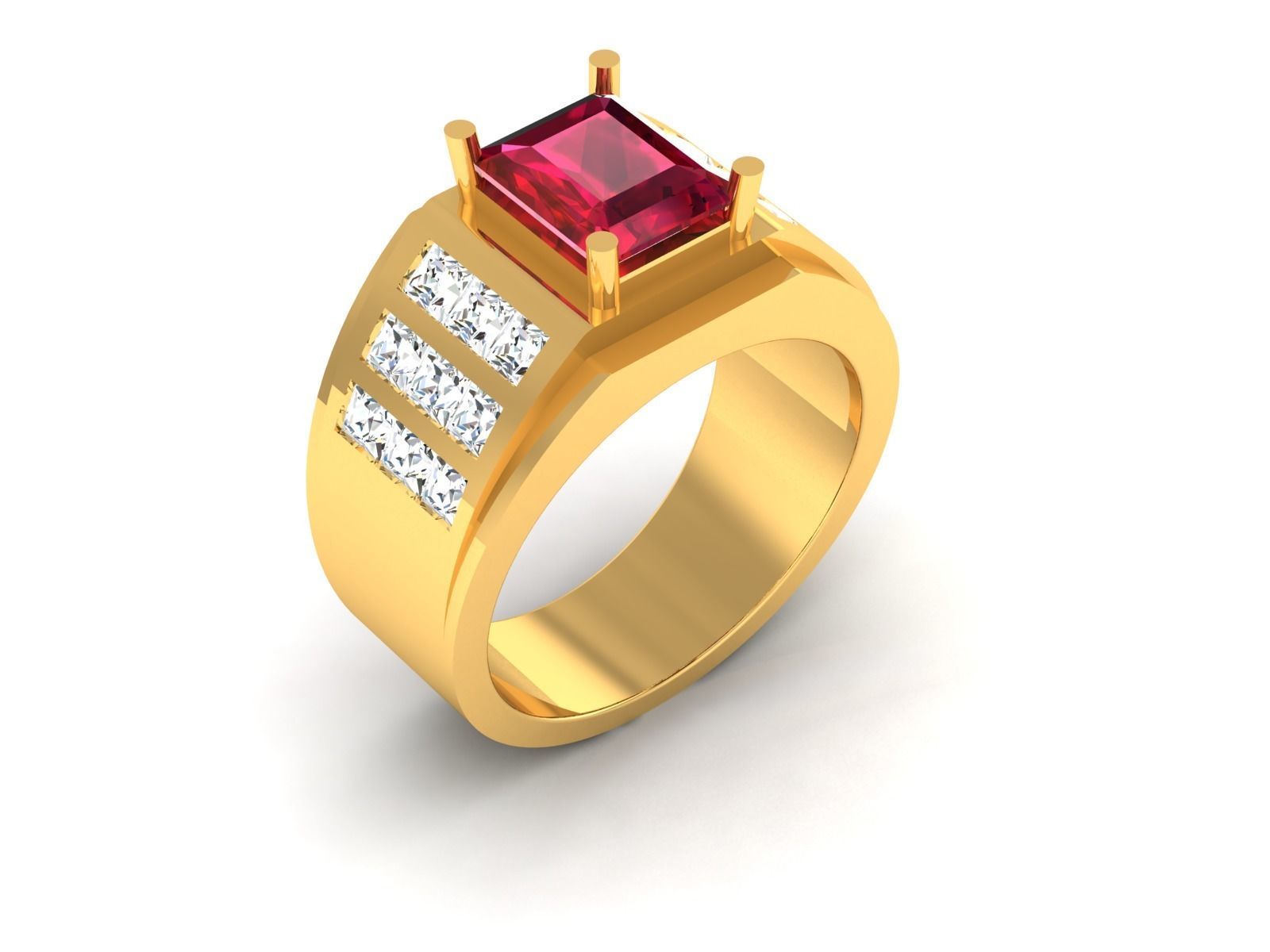 Solitaire Engagement Wedding Women Princess Ring 3D print model_1