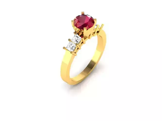 Solitaire Engagement Wedding Women Ring 3D print model