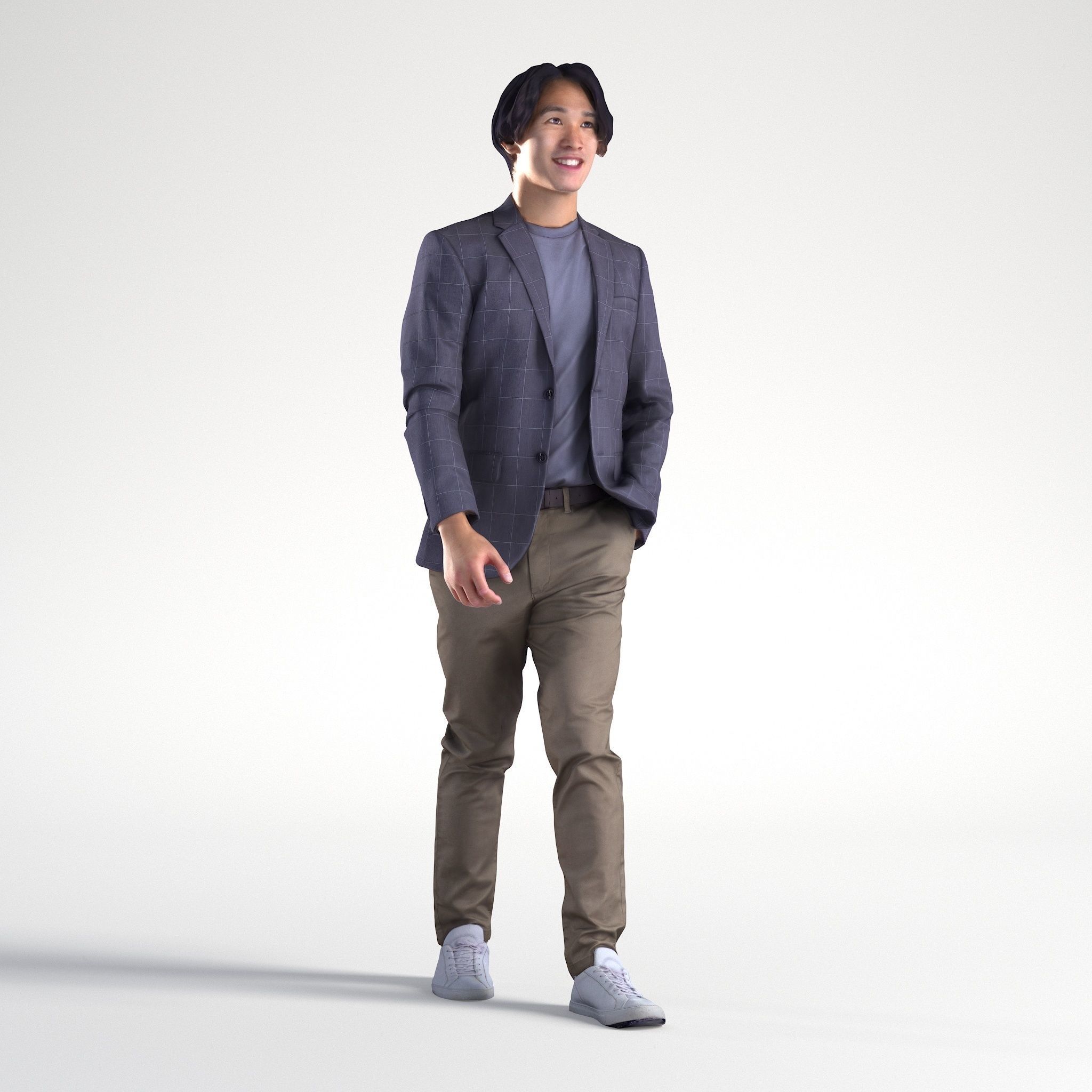 Man Business Suit Walking Office Cafe Low poly Chris 2326 3D model_1