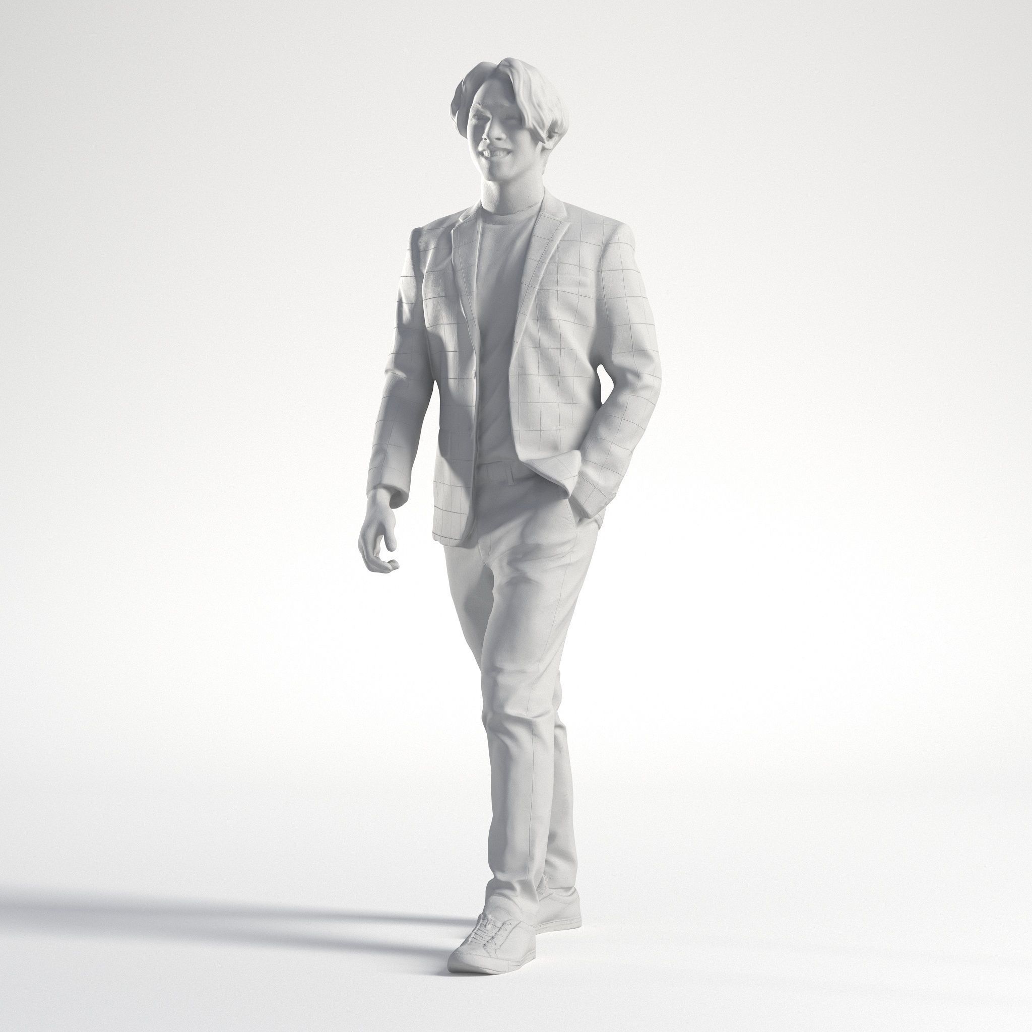 Man Business Suit Walking Office Cafe Low poly Chris 2326 3D model_8