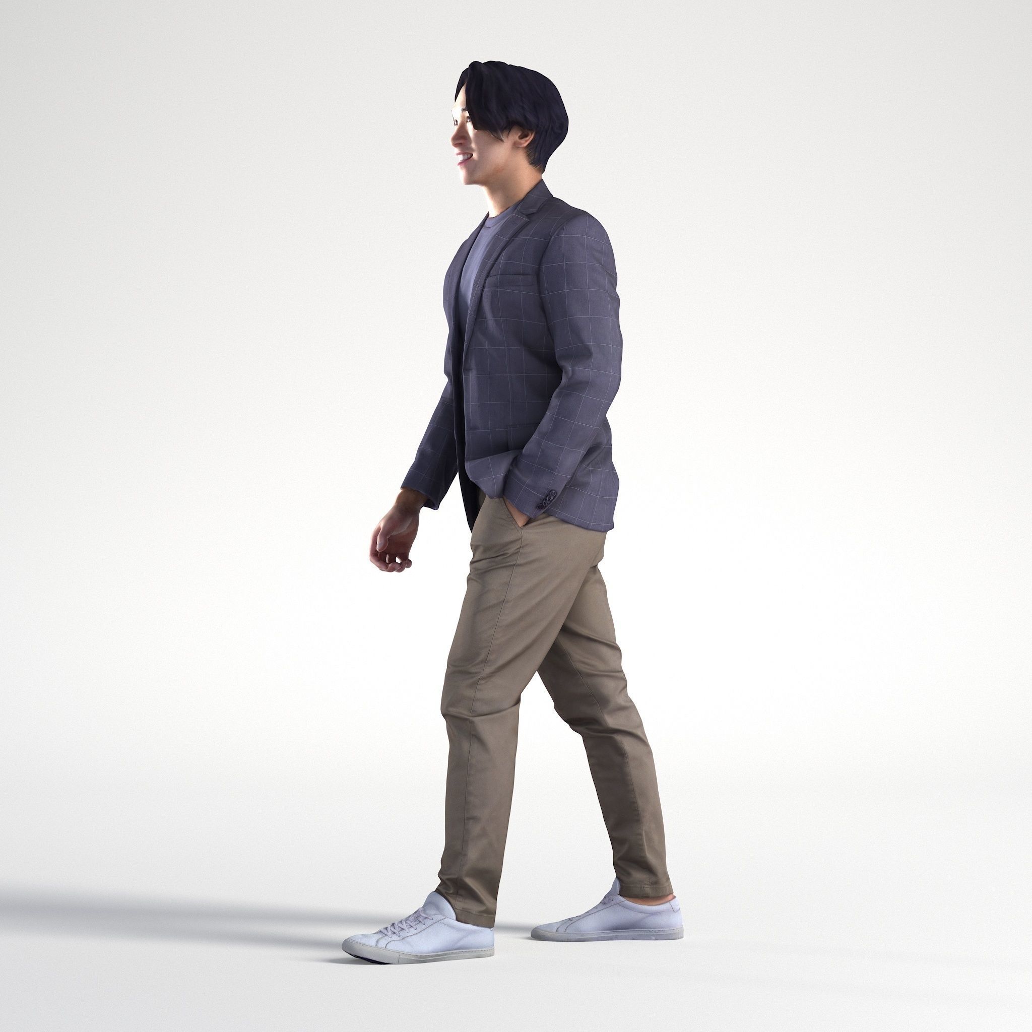 Man Business Suit Walking Office Cafe Low poly Chris 2326 3D model_7