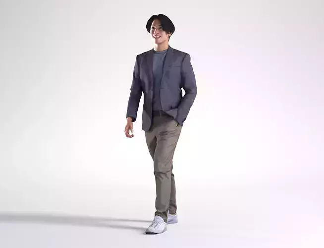 Man Business Suit Walking Office Cafe Low poly Chris 2326