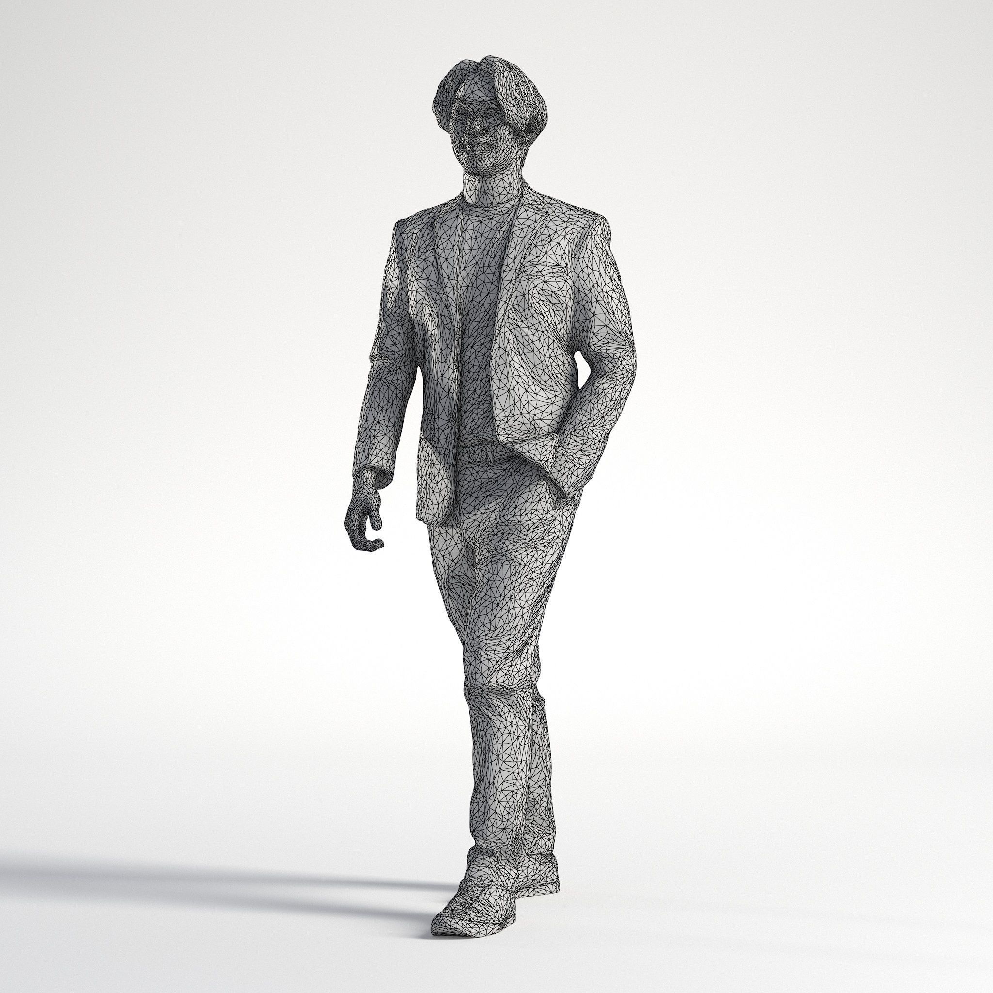 Man Business Suit Walking Office Cafe Low poly Chris 2326 3D model_9