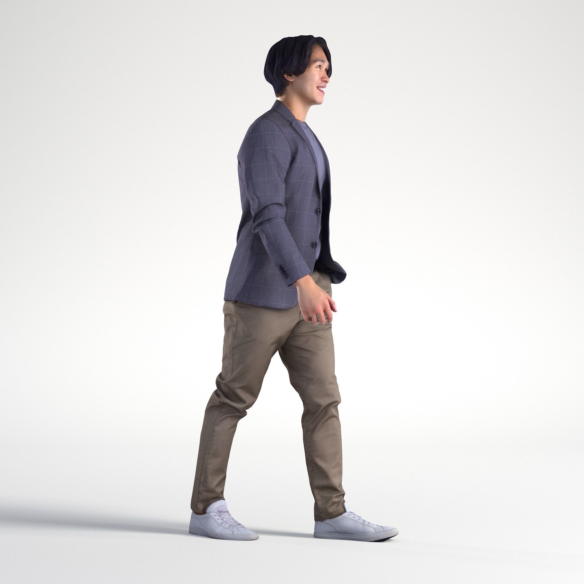 Man Business Suit Walking Office Cafe Low poly Chris 2326 3D model_2