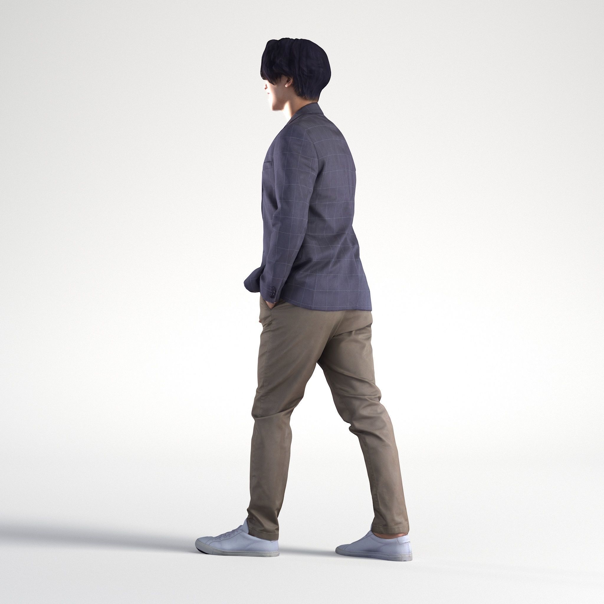 Man Business Suit Walking Office Cafe Low poly Chris 2326 3D model_6