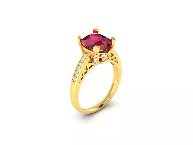 Women Solitaire Engagement Wedding Cushion Stone Ring