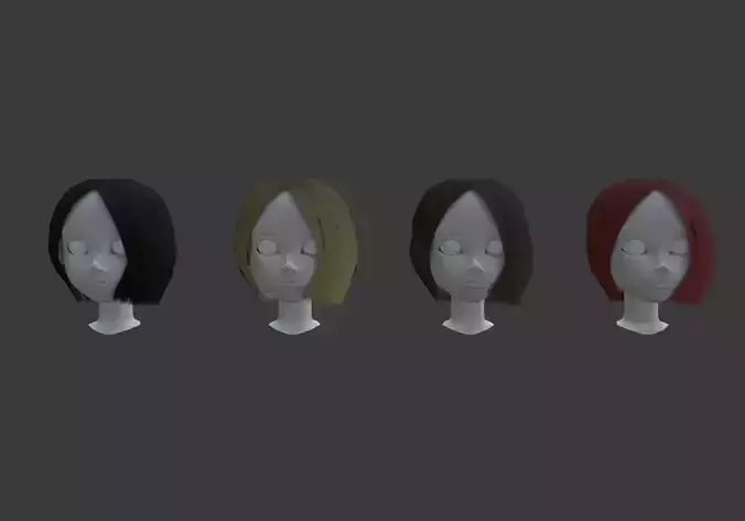 low poly hairstyle in 4 colors
