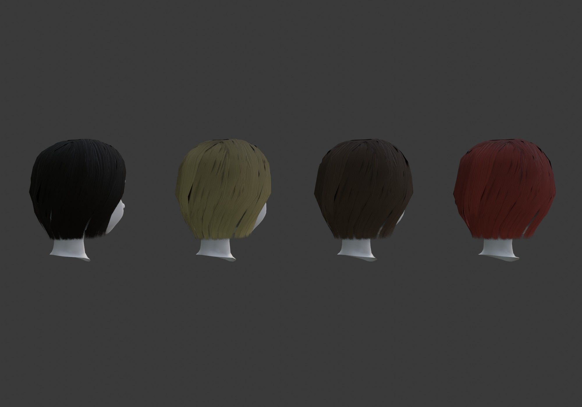 low poly hairstyle in 4 colors 3D model_3