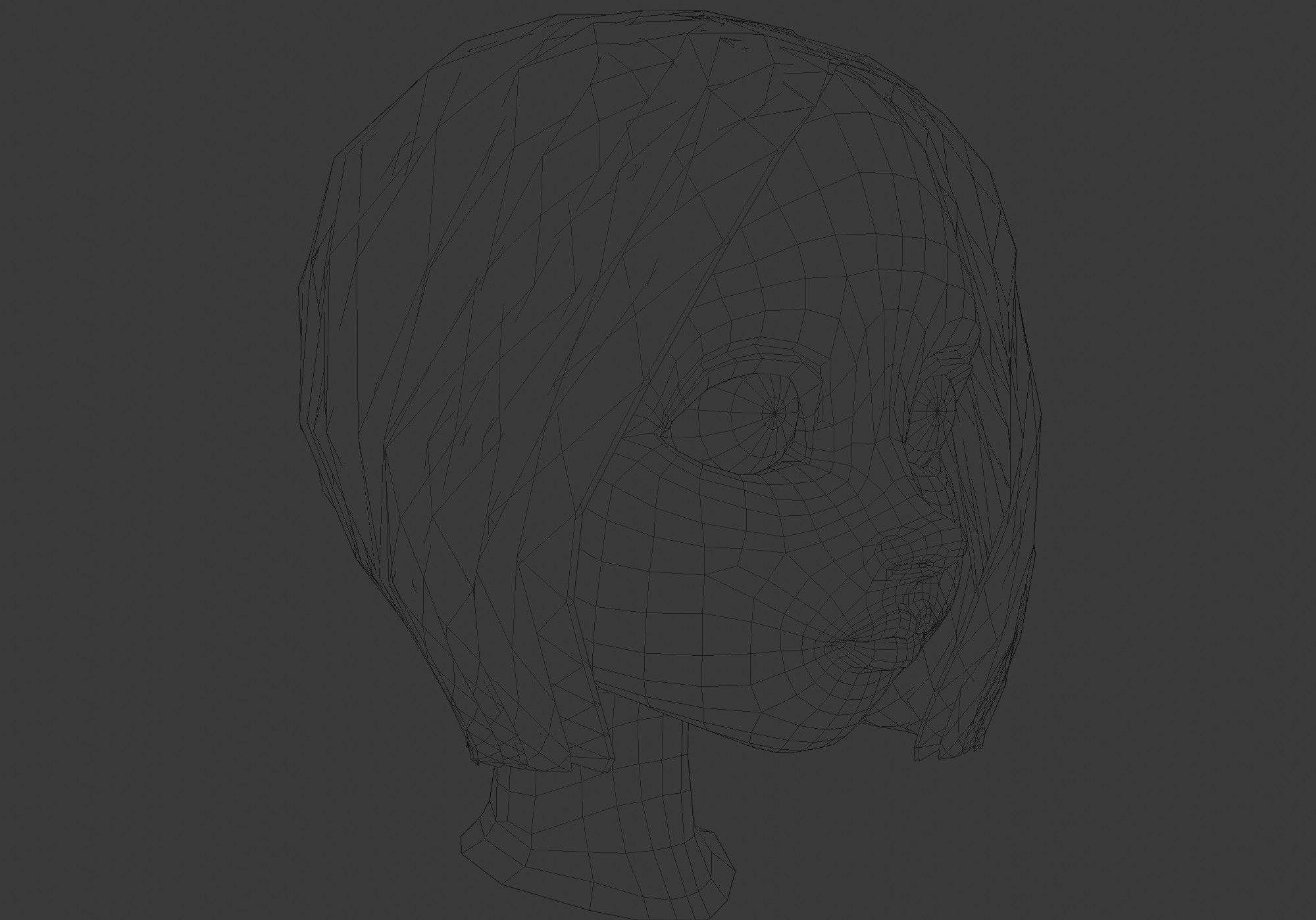 low poly hairstyle in 4 colors 3D model_6