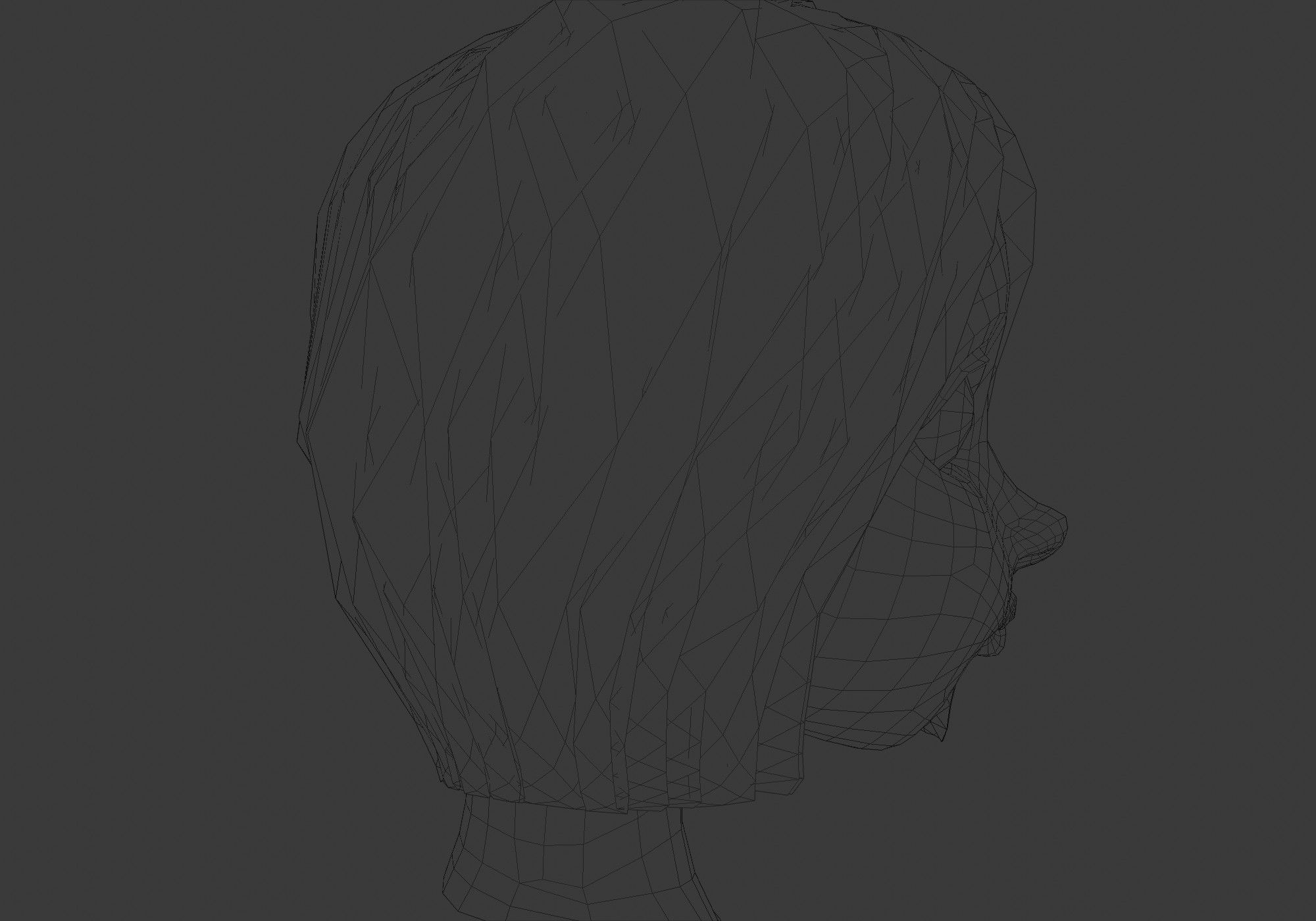 low poly hairstyle in 4 colors 3D model_7