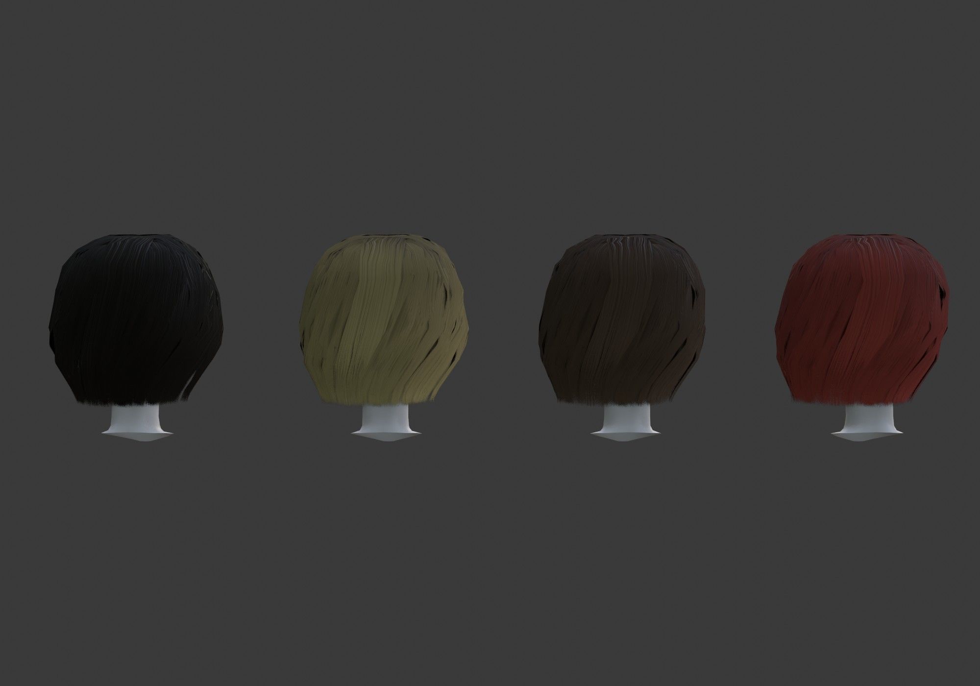 low poly hairstyle in 4 colors 3D model_4