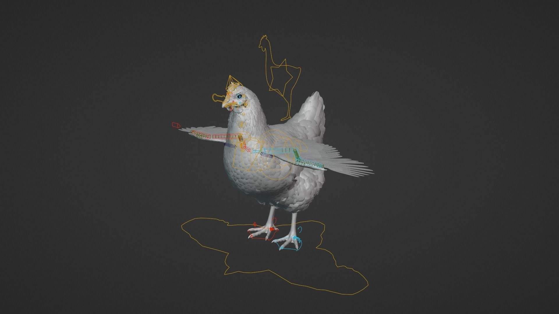 White Hen Animated VFX Grace 3D model_21