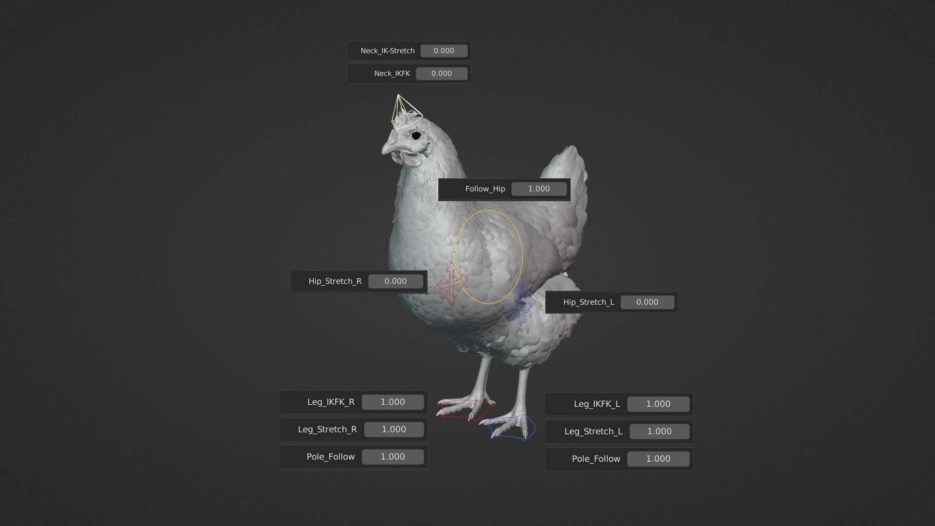 White Hen Animated VFX Grace 3D model_19
