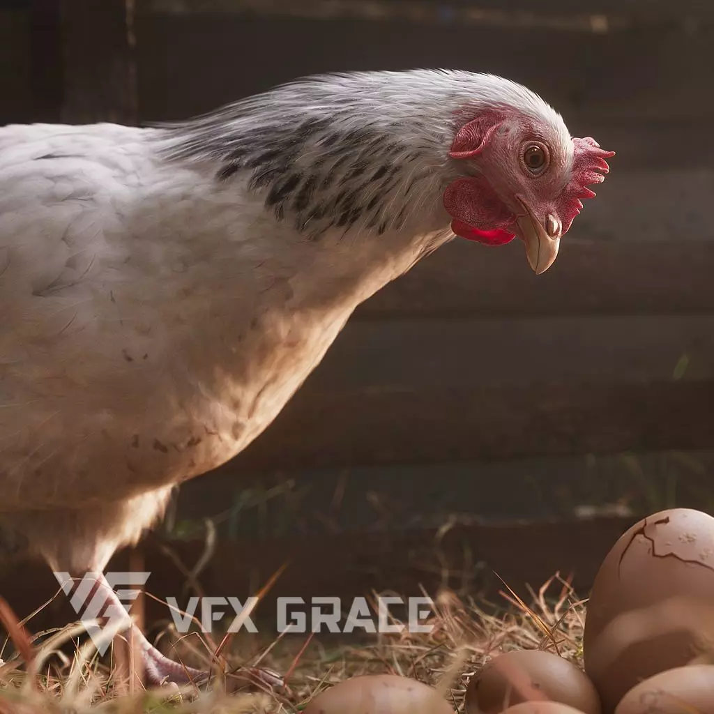 White Hen Animated VFX Grace 3D model_0