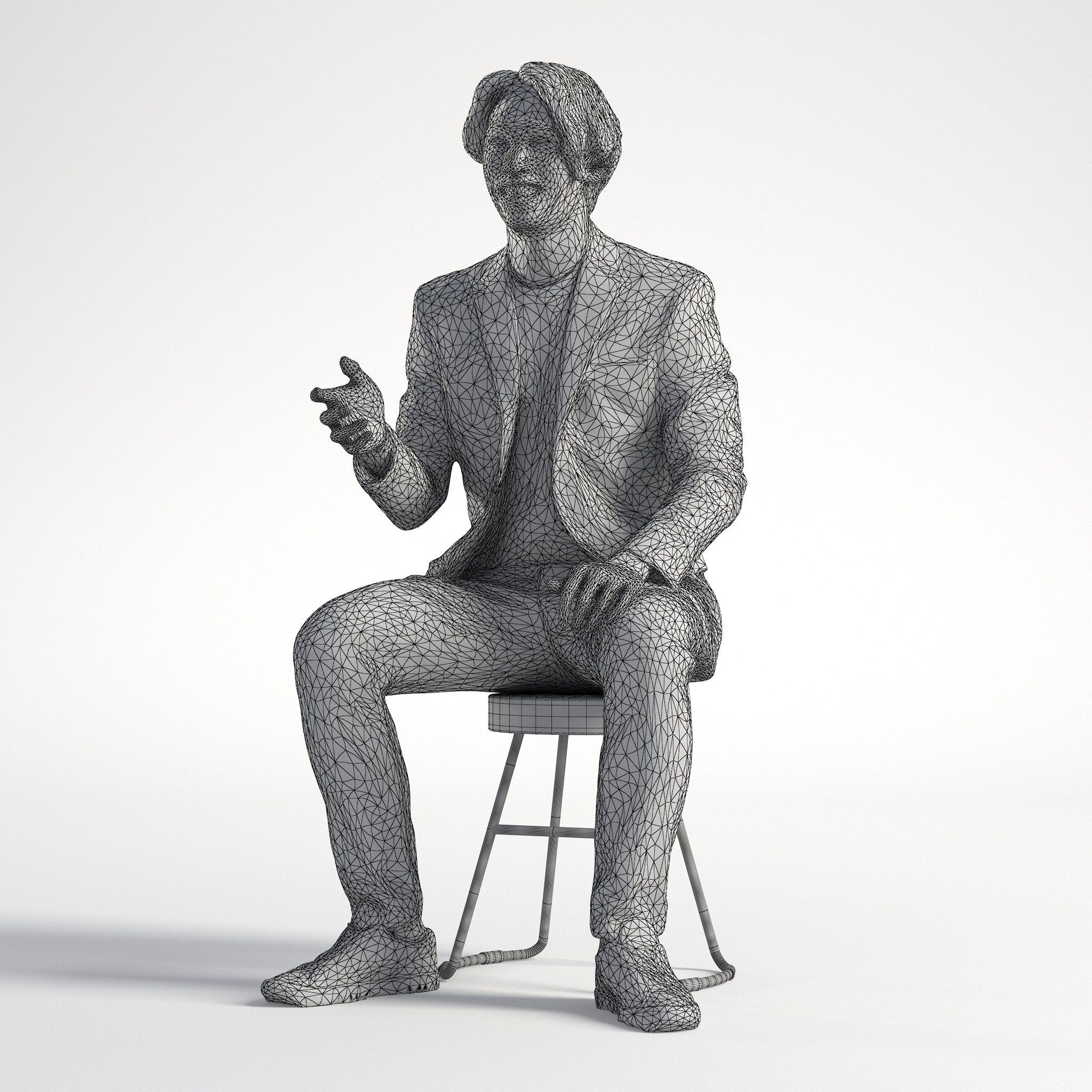 Man Business Suit Sitting Talking Office Low poly Chris 2345 3D model_9
