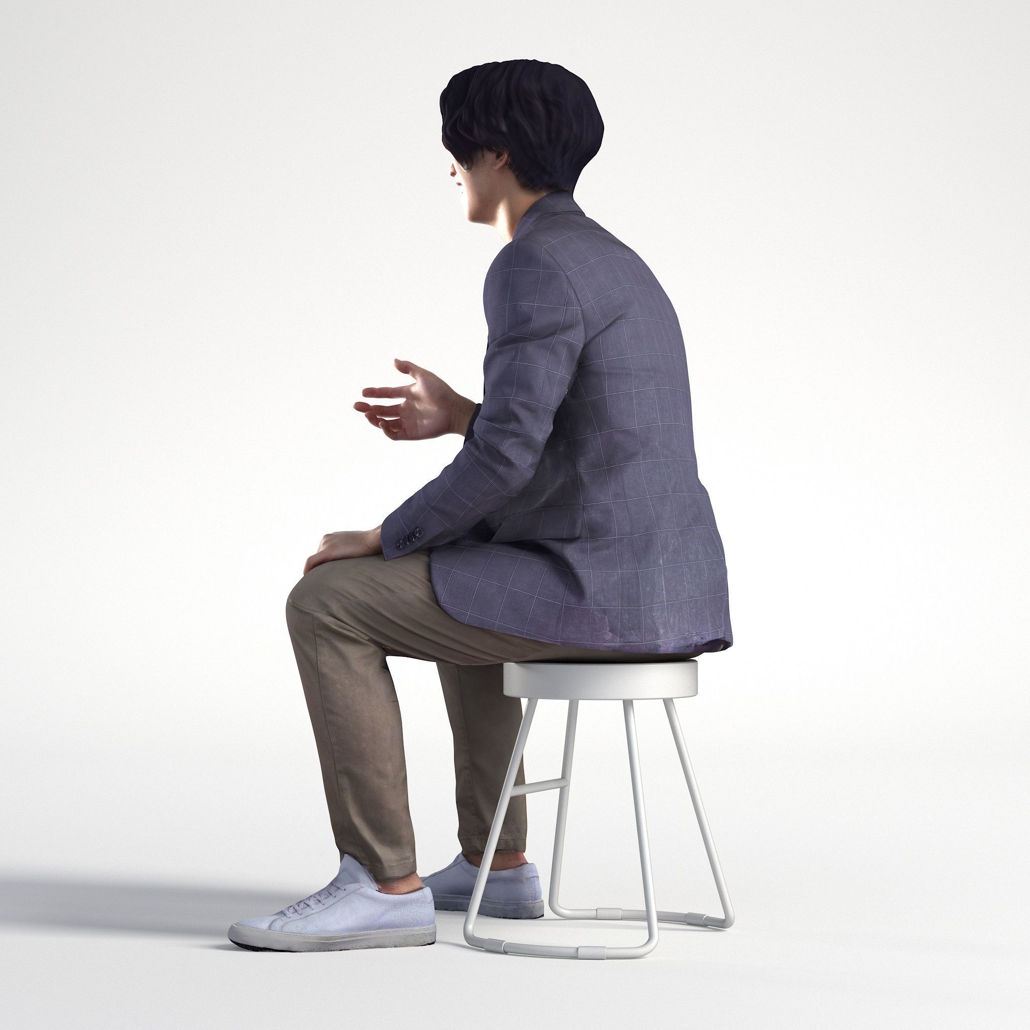 Man Business Suit Sitting Talking Office Low poly Chris 2345 3D model_6