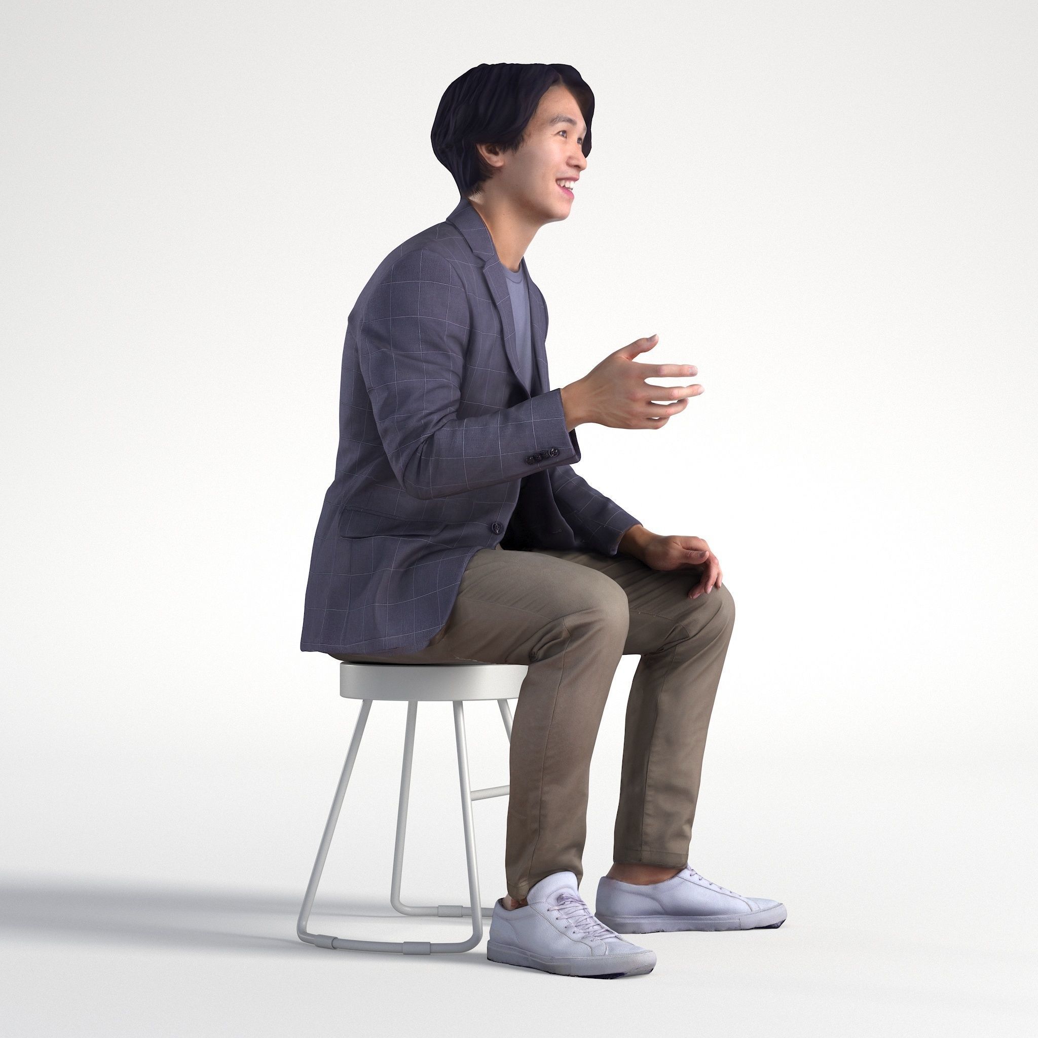 Man Business Suit Sitting Talking Office Low poly Chris 2345 3D model_2