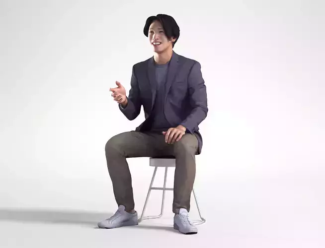 Man Business Suit Sitting Talking Office Low poly Chris 2345