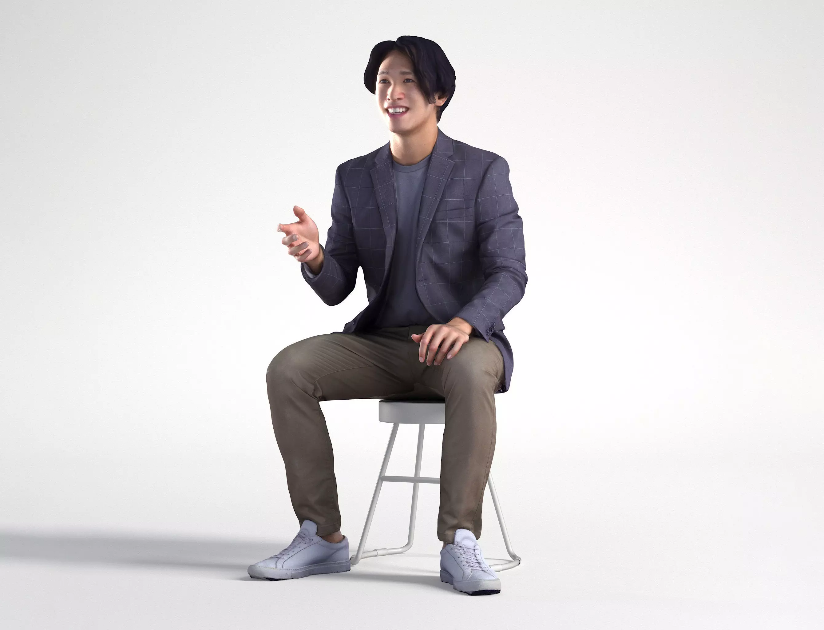 Man Business Suit Sitting Talking Office Low poly Chris 2345 3D model_0