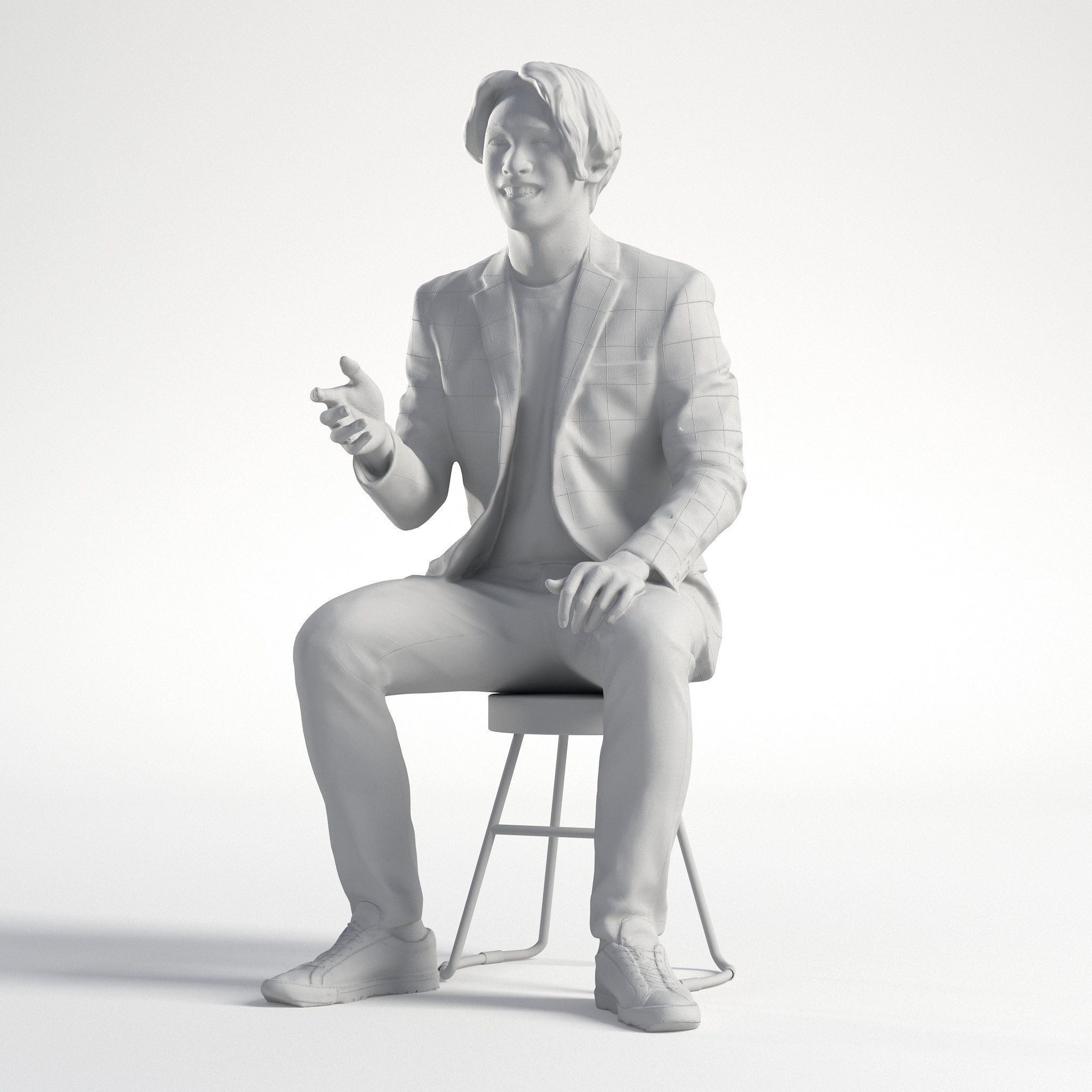 Man Business Suit Sitting Talking Office Low poly Chris 2345 3D model_8