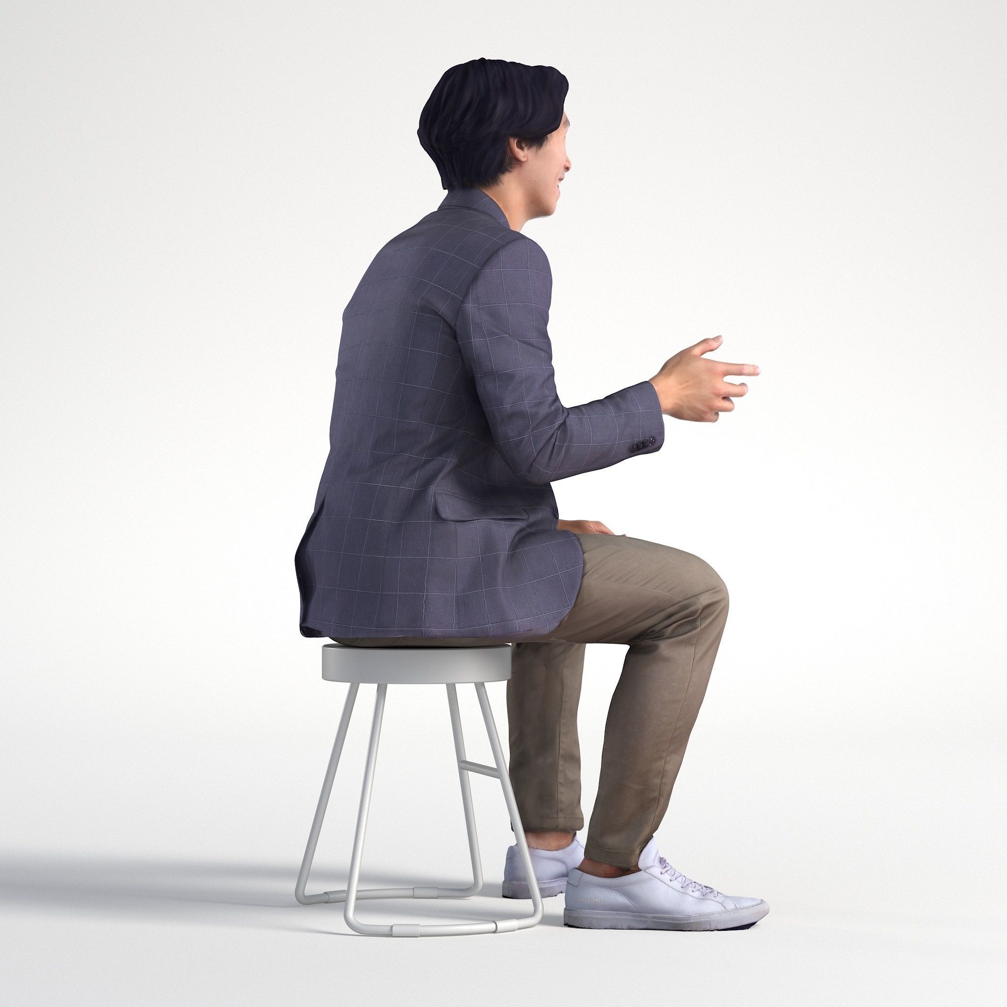 Man Business Suit Sitting Talking Office Low poly Chris 2345 3D model_3