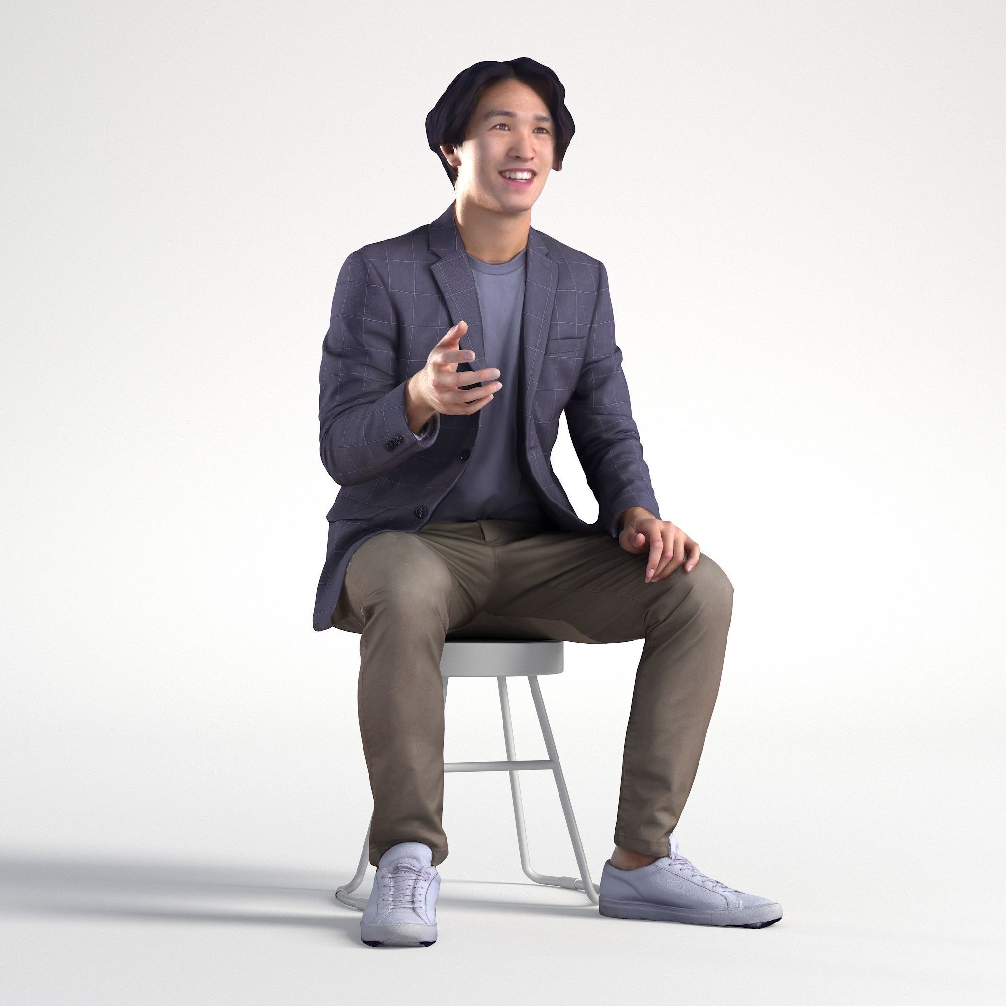 Man Business Suit Sitting Talking Office Low poly Chris 2345 3D model_1