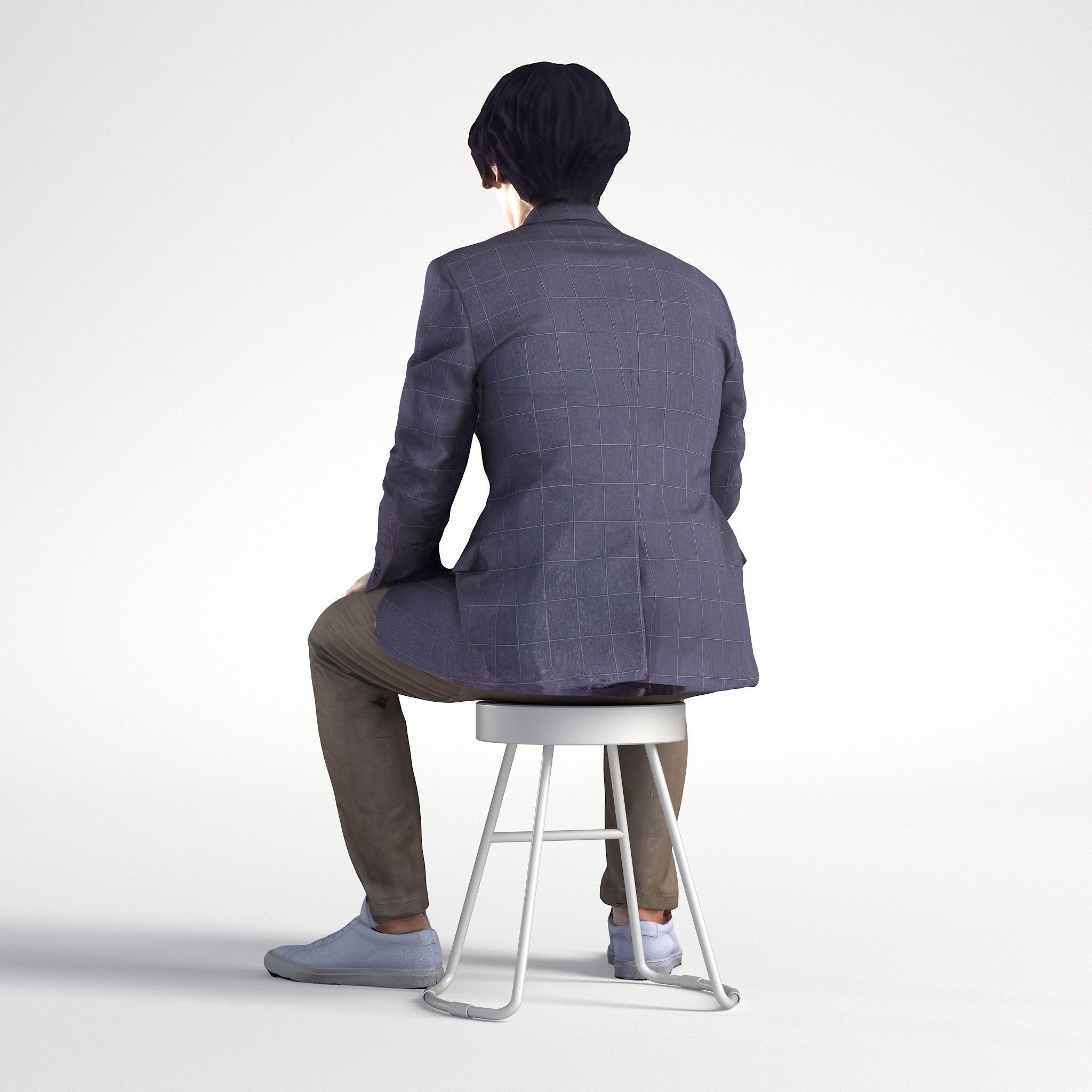 Man Business Suit Sitting Talking Office Low poly Chris 2345 3D model_5