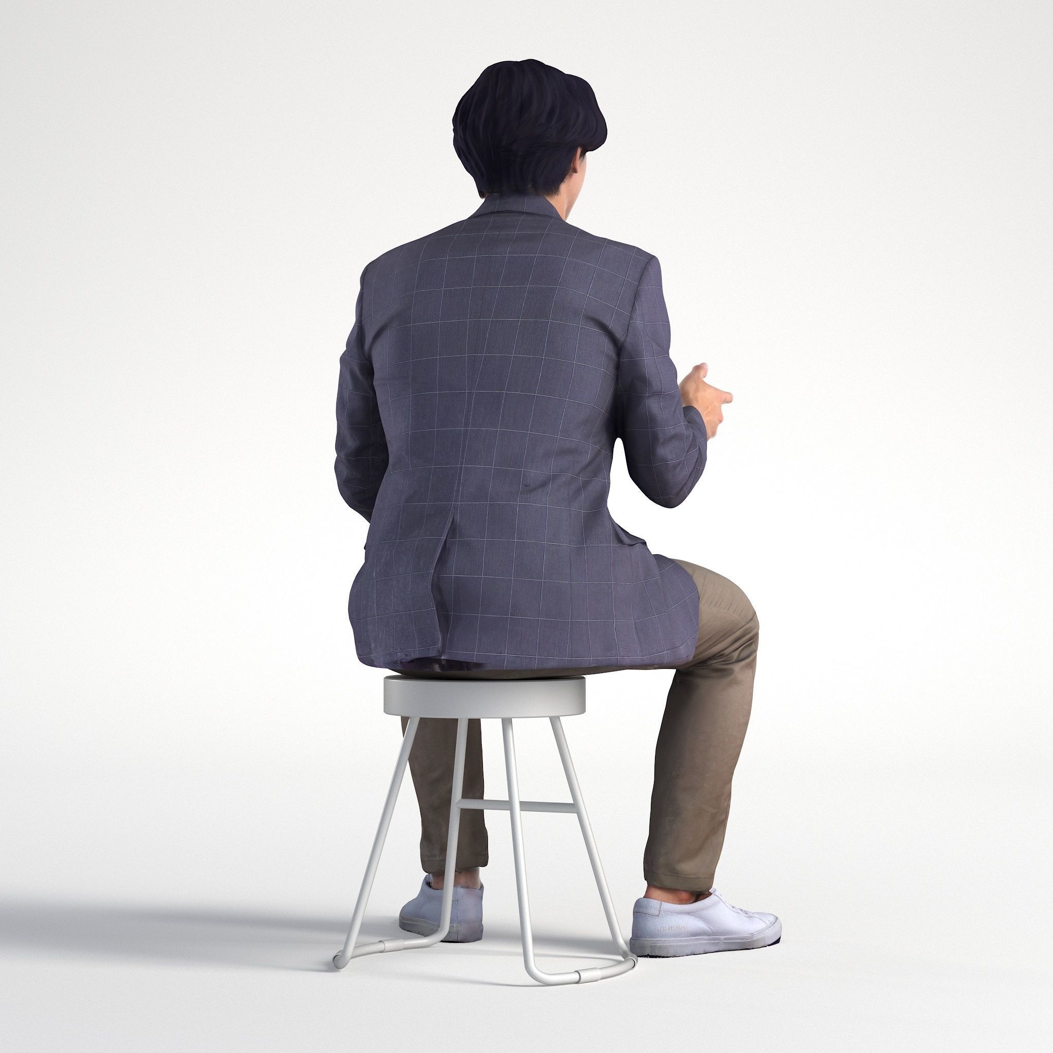 Man Business Suit Sitting Talking Office Low poly Chris 2345 3D model_4