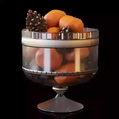 Tangerines and cones in a vase