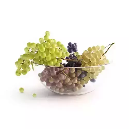 Round Glass Bowl With Grapes