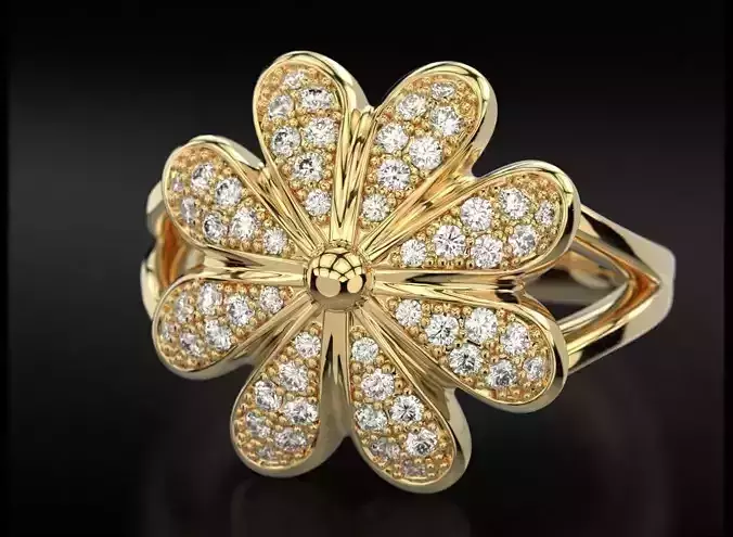 Flower ring with diamonds 717