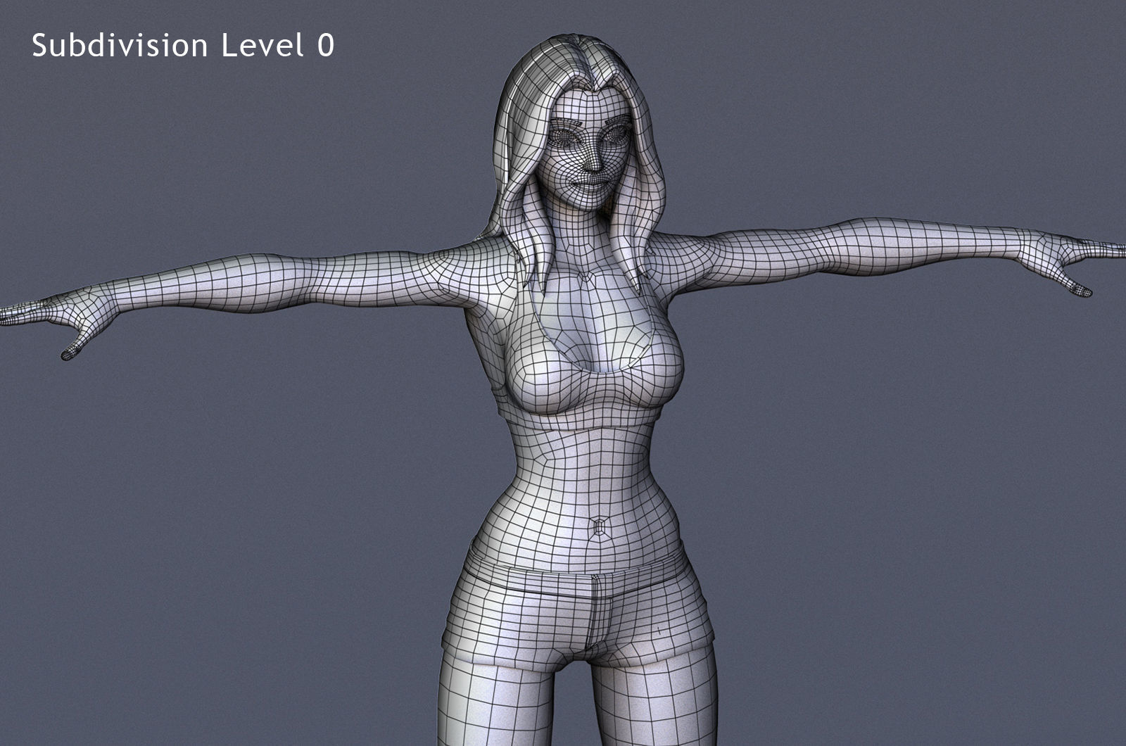 Angela Cartoon Girl Rig Outfit 3 Low-poly 3D model_19