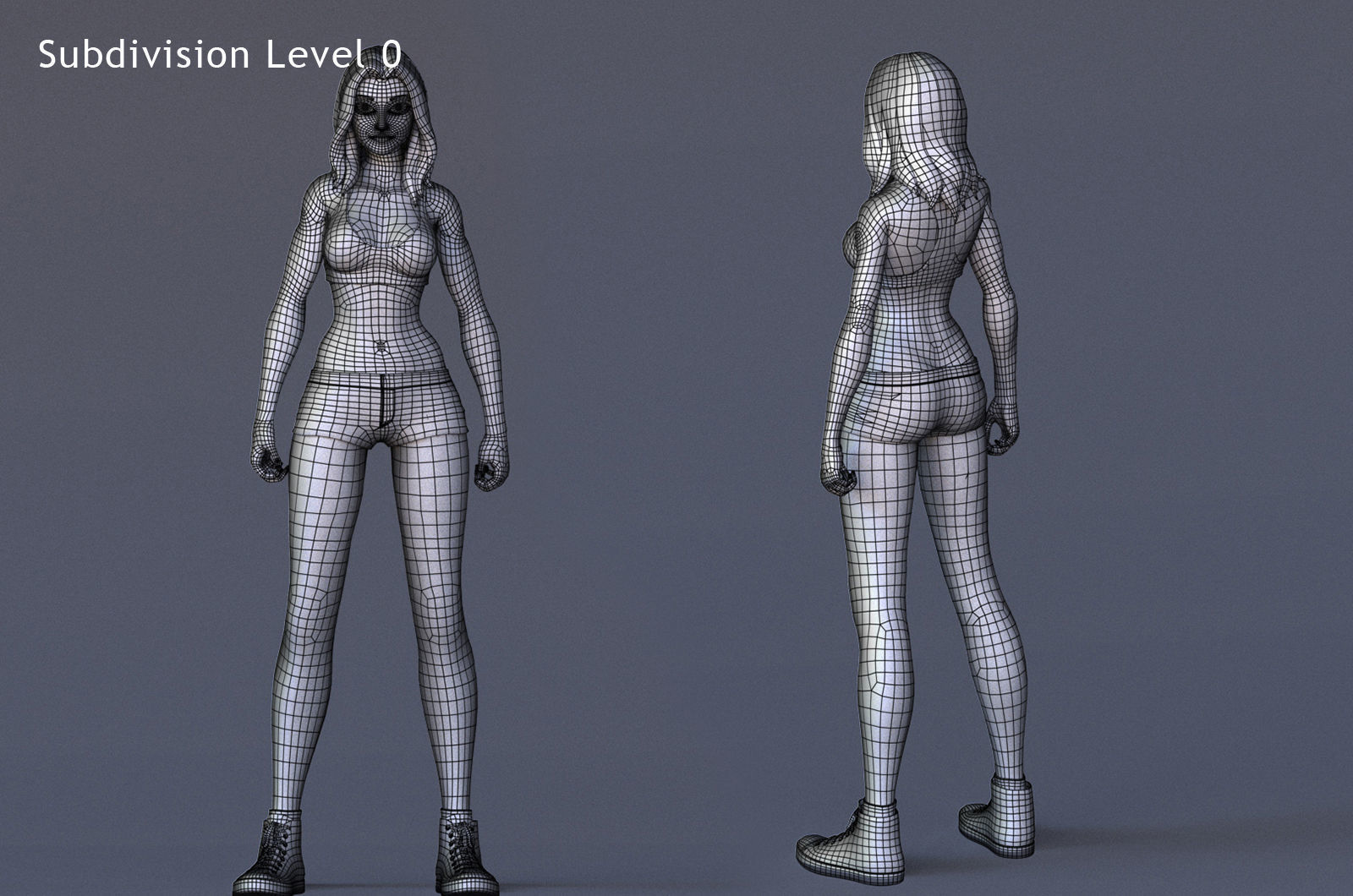 Angela Cartoon Girl Rig Outfit 3 Low-poly 3D model_20