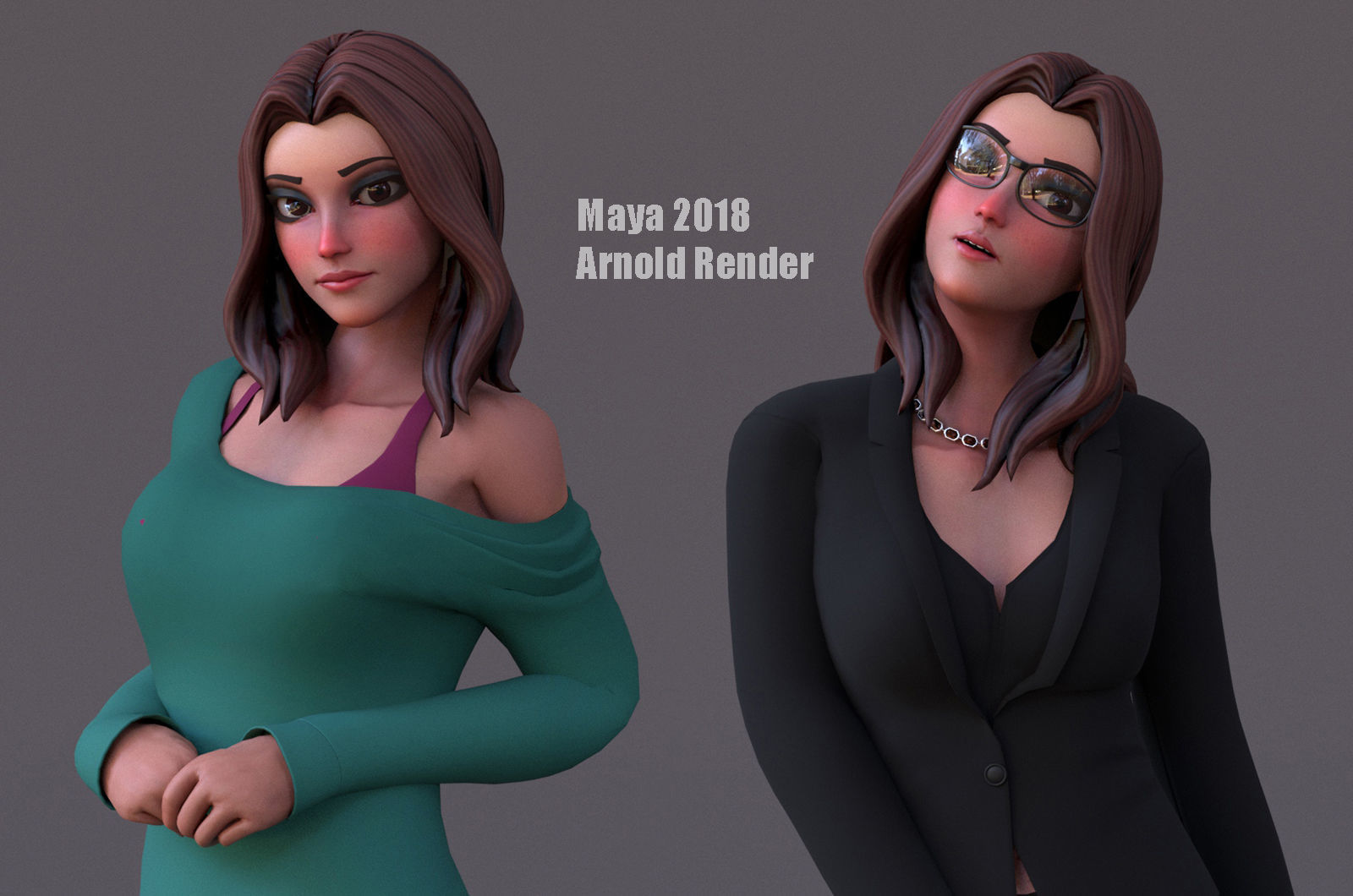 Angela Cartoon Girl Rig Outfit 3 Low-poly 3D model_10