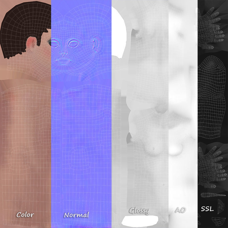 Angela Cartoon Girl Rig Outfit 3 Low-poly 3D model_26