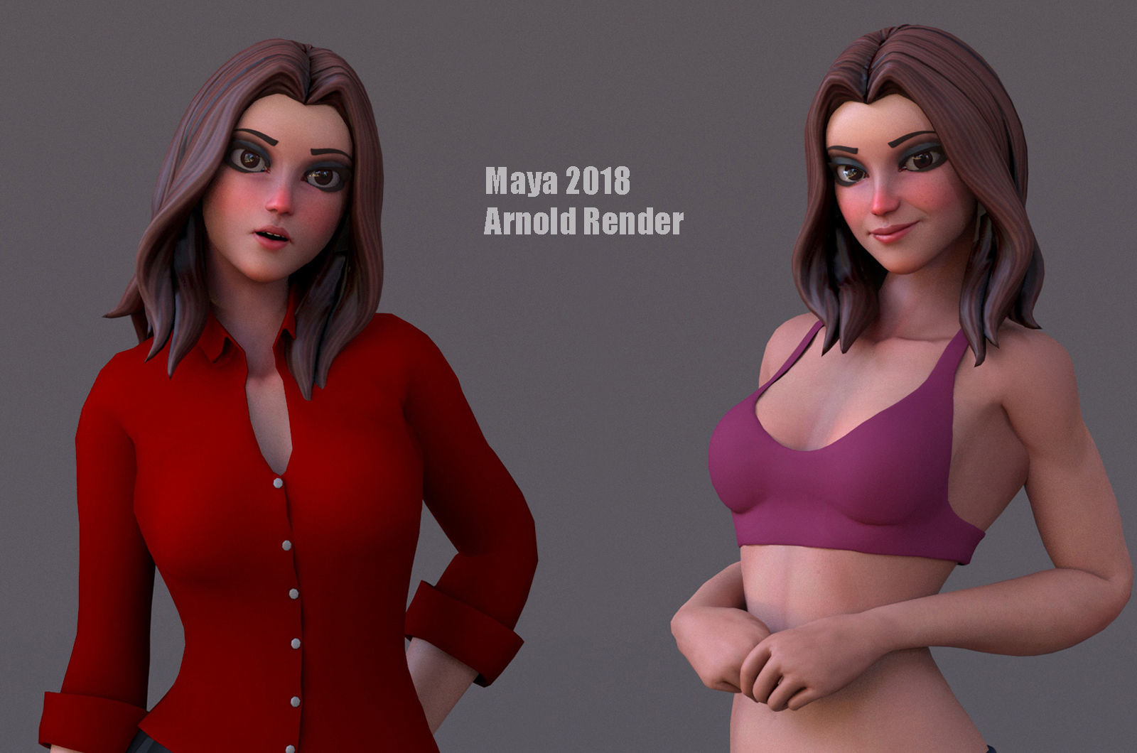 Angela Cartoon Girl Rig Outfit 3 Low-poly 3D model_13