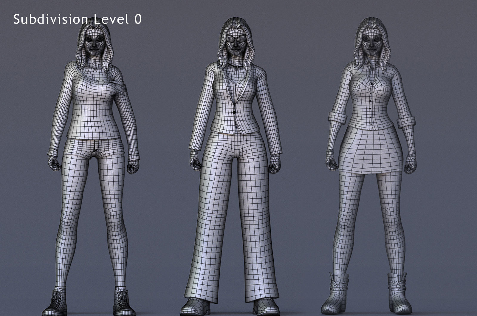 Angela Cartoon Girl Rig Outfit 3 Low-poly 3D model_18