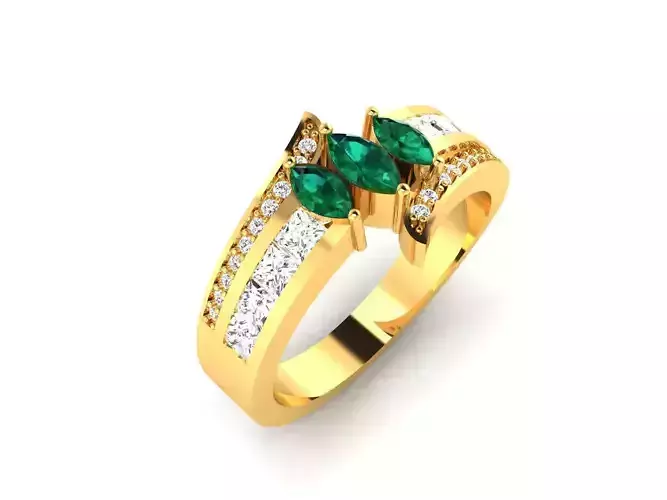 Solitaire Engagement Wedding Marquise Stone Ring 3D print model