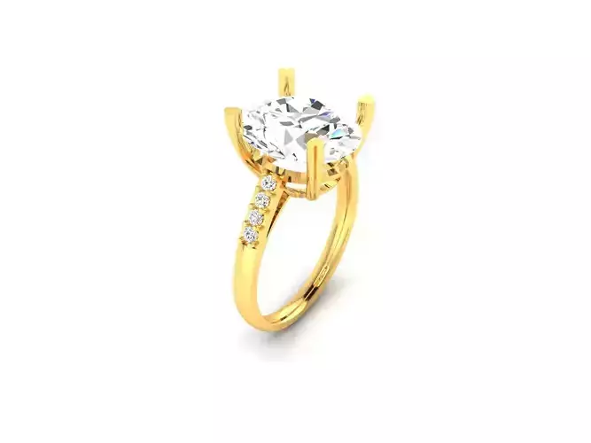 Solitaire Engagement Wedding Oval Stone Ring 3D print model
