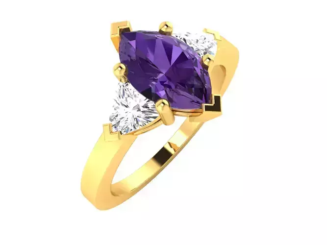 Solitaire Engagement Wedding Marquise Ring 3D print model