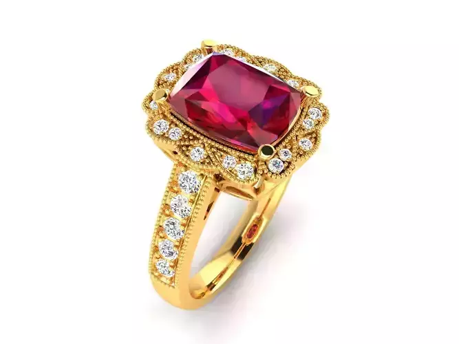 Solitaire Engagement Wedding Ring 3D print model