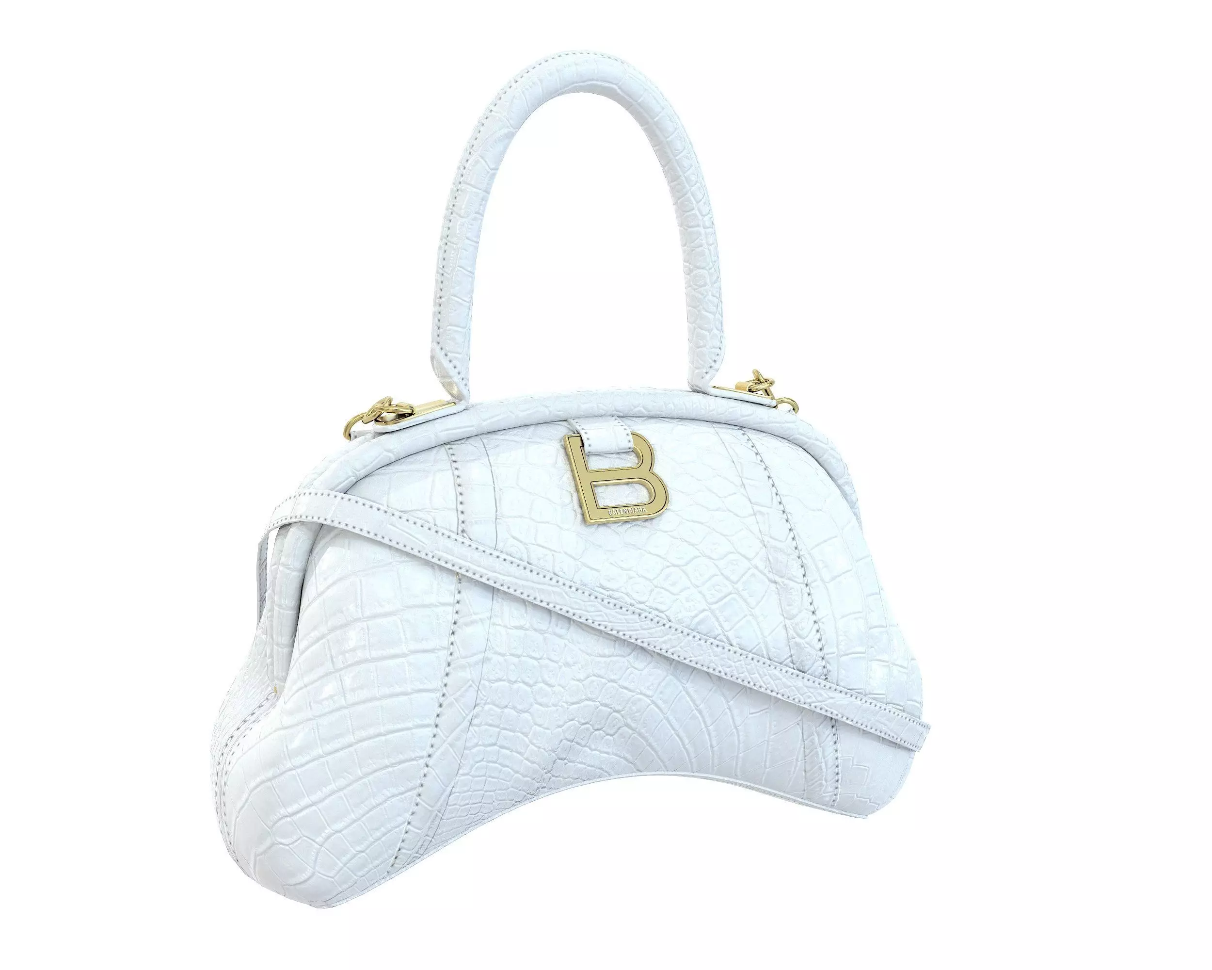 Balenciaga Frame S Tote Bag White Crocodile Low-poly 3D model