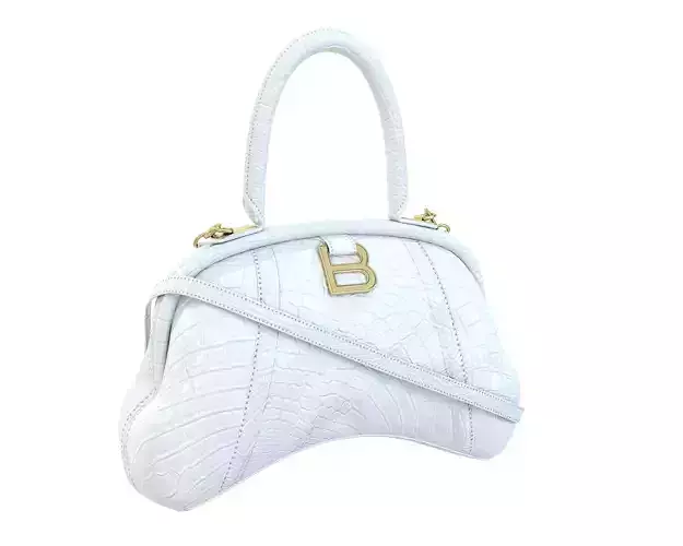 Balenciaga Frame S Tote Bag White Crocodile Low-poly 3D model