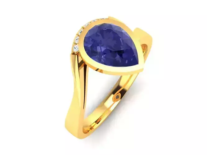 Solitaire Engagement Wedding Pear Ring 3D print model