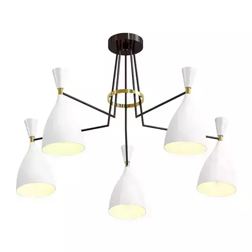 lumion five light chandelier with brass and shades