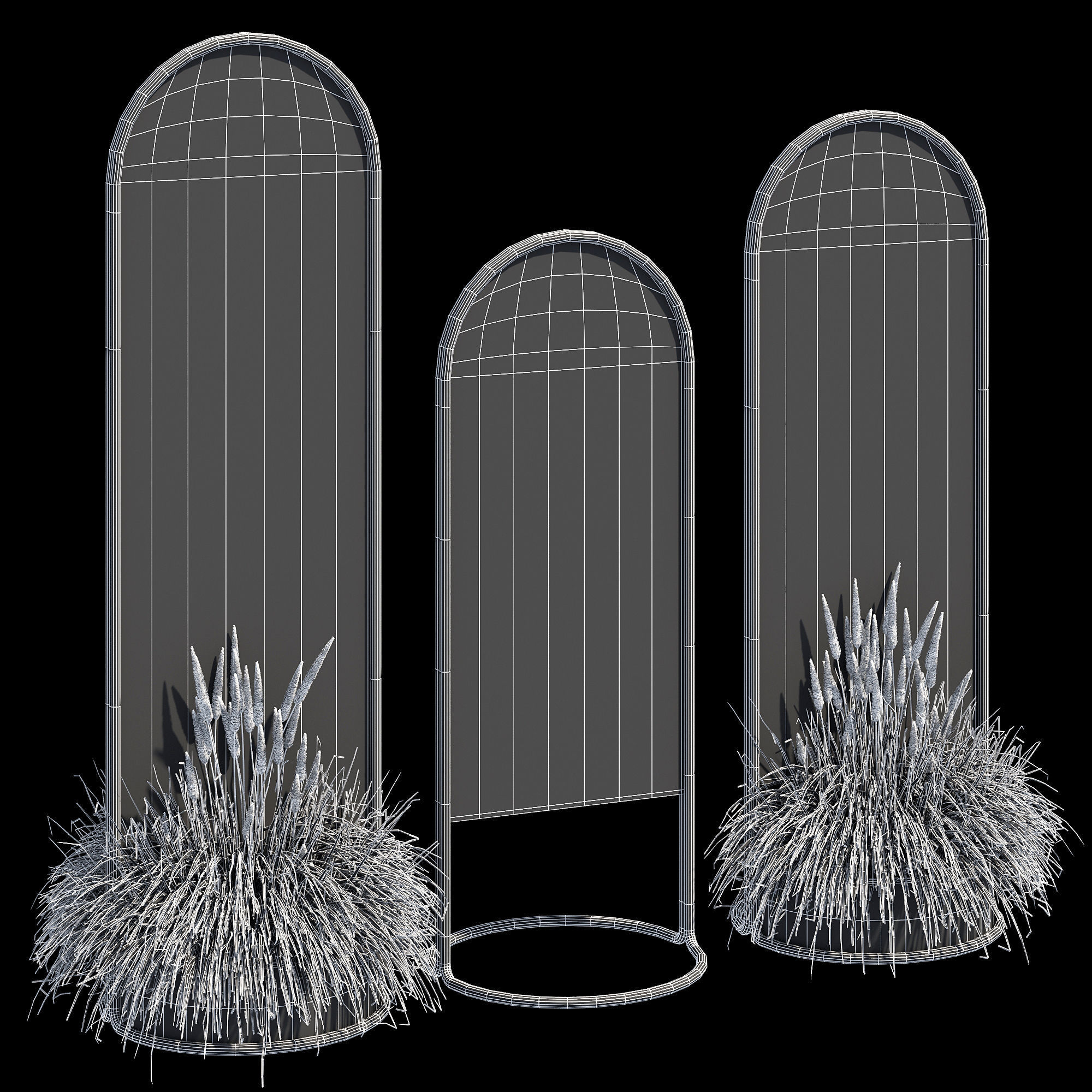 Paradiso three wooden plant stands 3D model_13