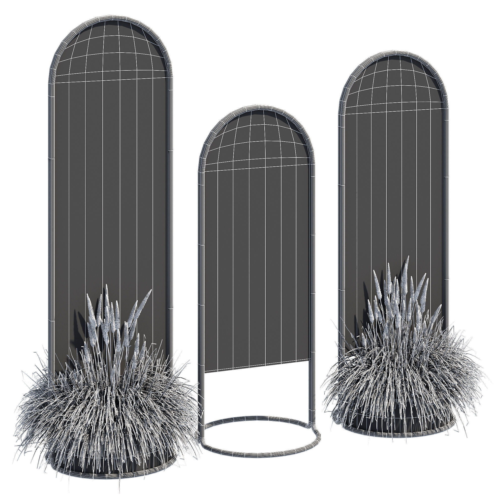 Paradiso three wooden plant stands 3D model_6