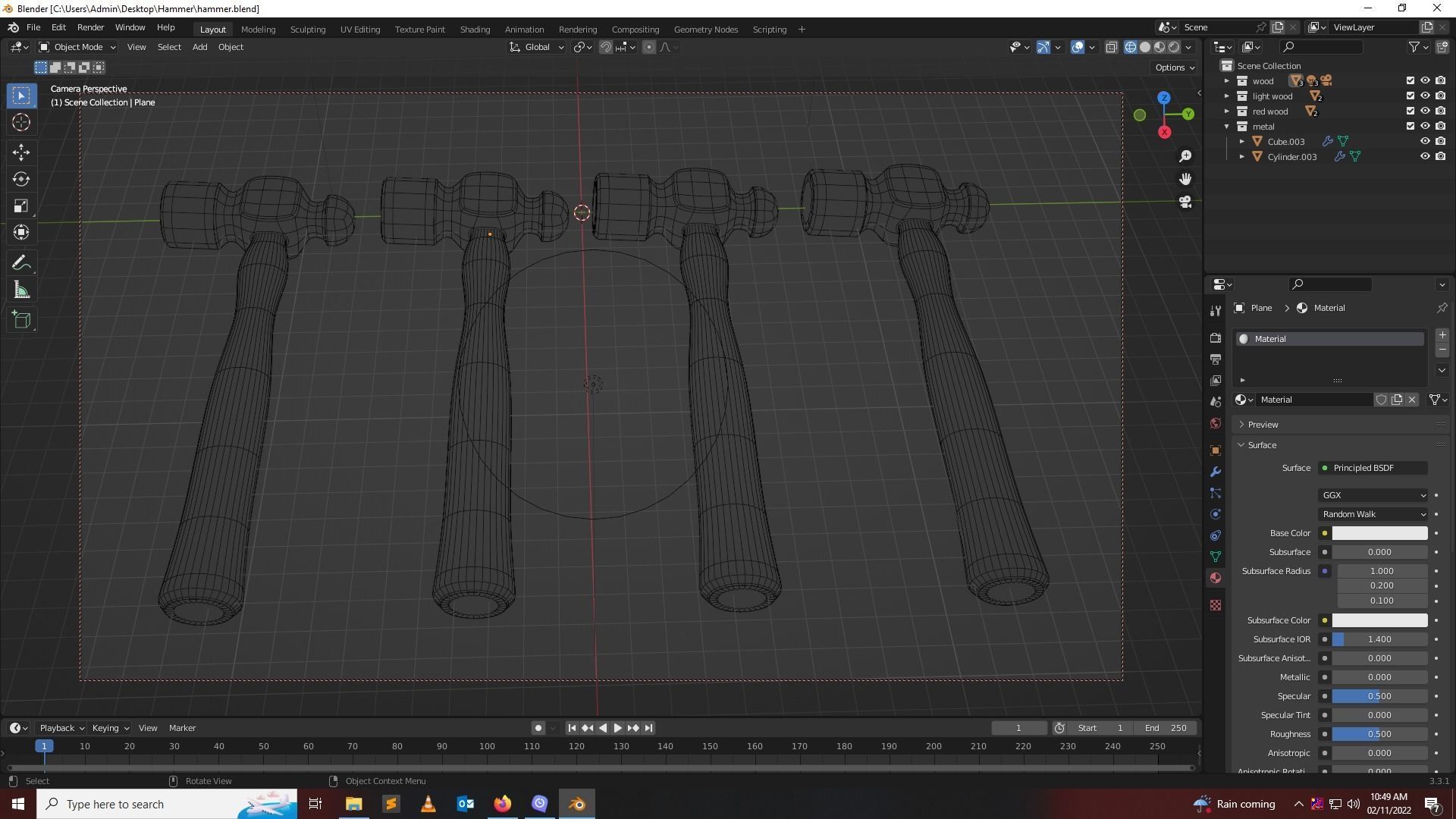 3D Hammer in 4 Style Low-poly 3D model_2