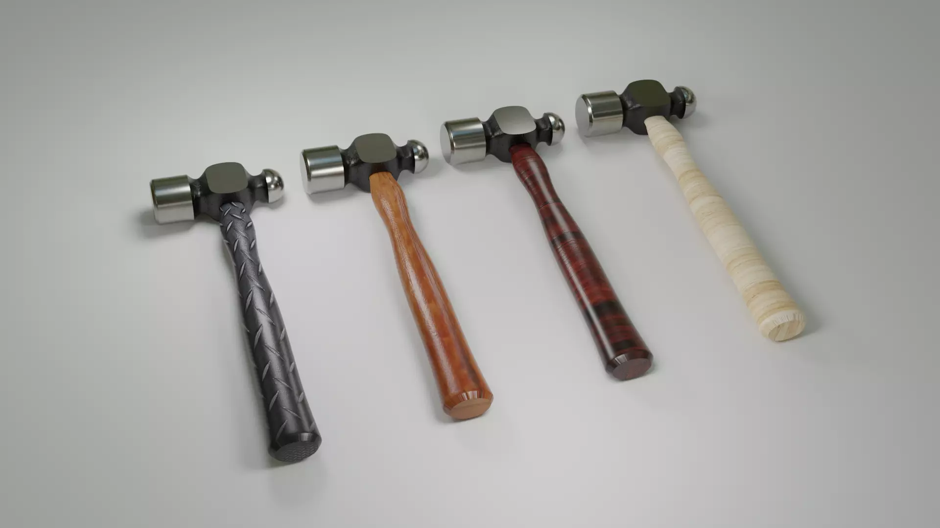 3D Hammer in 4 Style Low-poly 3D model_0