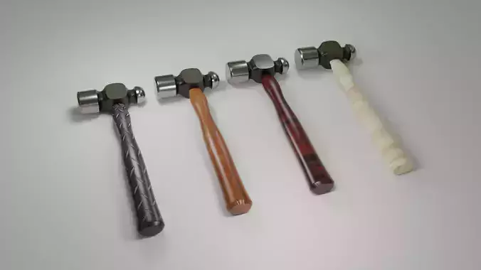 3D Hammer in 4 Style Low-poly 3D model